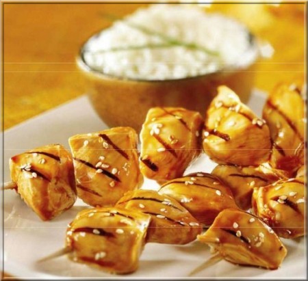 Brochettes de Poulet au Soja et Sésame