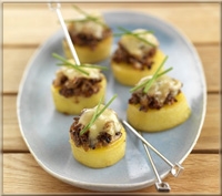 Canapés de Pommes de Terre Belle de Fontenay Gratiné à la Duxelle de Champignon