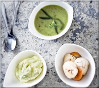 Gazpacho Vert Alvalle® et Noix de St-Jacques Accompagnées de leur Chantilly au Safran