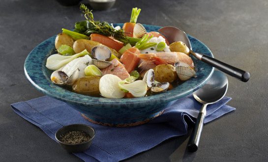 Pot-au-feu de la mer aux Pompadour Label Rouge | A Vos Assiettes