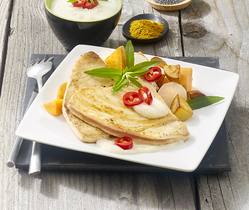 Steaks de thon, sauce vin blancgingembre A Vos Assiettes