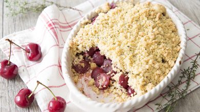 Crumble de cerises au thym