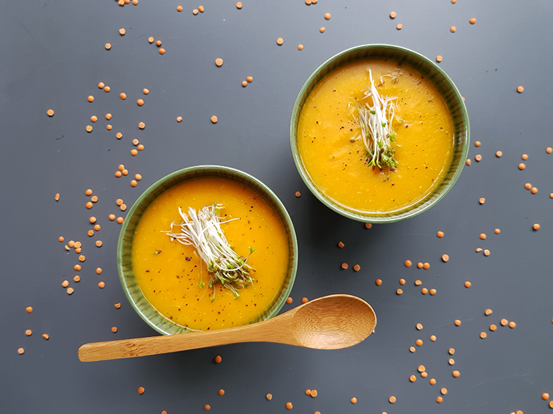 Soupe Potimarron Lentilles Corail Lait De Coco