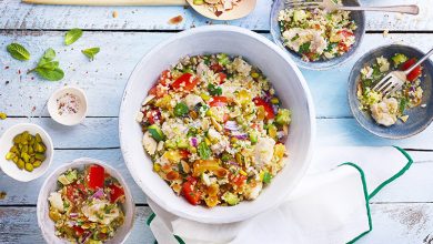 Taboulé lapin, courgette fruits secs