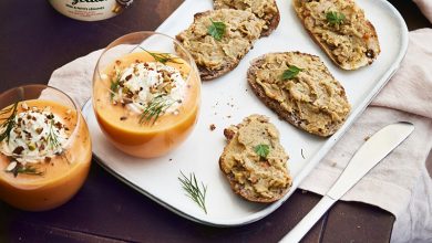 Tartines La Végétale, verrines gaspacho carotte espuma de chèvre