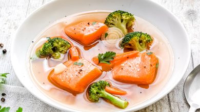 Truite mi-cuite bouillon de légumes