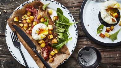 Galette paysanne pommes de terre rissolées, lard fumé œuf poché
