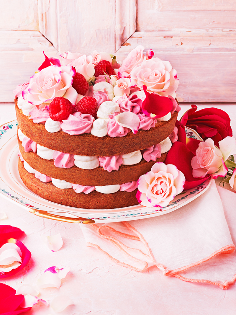 Gâteau framboise et rose
