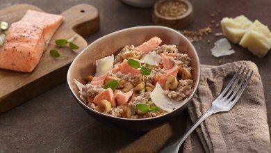 Saumon mi-cuit et risotto de sarrasin légumes de saison