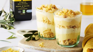 Trifle au citron, yuzu sablé huile d'olive