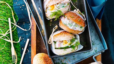 Buns crevettes sauce yaourt