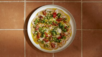 Carpaccio de veau rôti agrumes, vierge de légumes