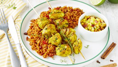 Brochettes de poulet créole rougail de mangue