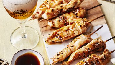 Yakitori de poulet mariné bière blonde