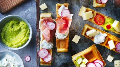 Gaufres garnies fromages