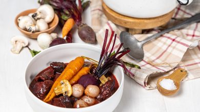 Bœuf bourguignon à la betterave