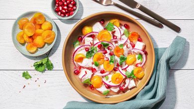 Ceviche de daurade agrumes, mirabelles de Lorraine grenade