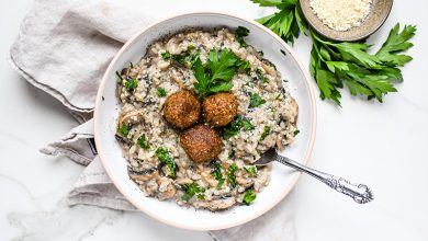 Risotto champignons boulettes persillées