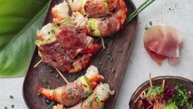 Brochettes de crevettes Jambon de Parme