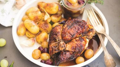 Coquelet rôti Vinaigre Balsamique de Modène IGP, jus aux deux raisins