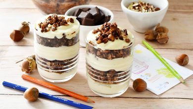 Zèbres en verrines chocolat et crème vanille