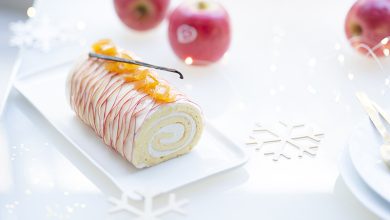 Bûche pommes Pink Lady®, pomelos roses vanille de Madagascar