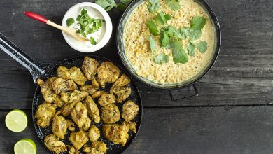 Dahl de lentilles mini bouchées de poulet Indian curry