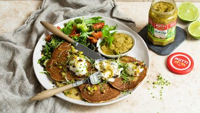 Pancakes Pesto de tomates vertes