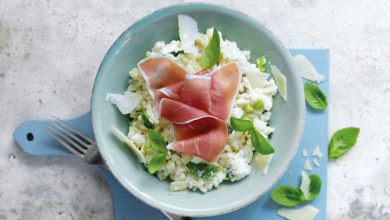 Risotto Jambon de Parme, ricotta et basilic