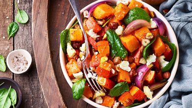 Salade tiède de potimarron rôti au chèvre