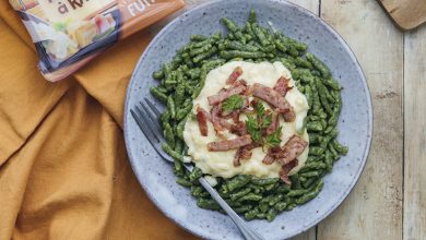 Spaetzle alsaciens aux épinards et crème de raclette « fumée » Entremont