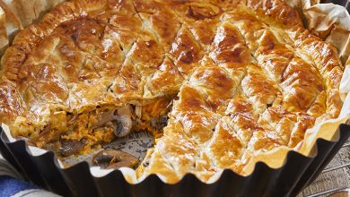 Tourte d’automne, potimarron, Comté Champignons LOU