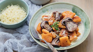 Gnocchis de patates douces, Gruyère Entremont et cèpes poêlés