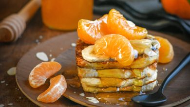 Fluffy pancakes banane, miel clémentines