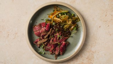 Bœuf façon tataki, wok de légumes croquants sésame