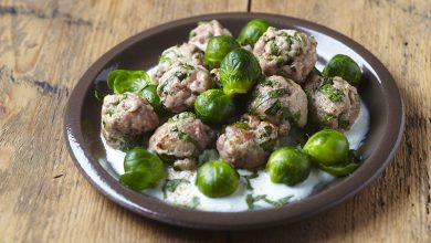 Fricassée de boulettes de veau choux de Bruxelles