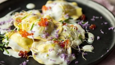 Girasoli Artichauts Giovanni Rana œufs de saumon mascarpone