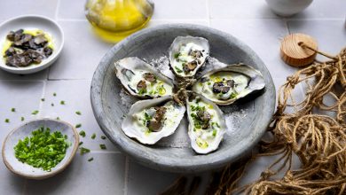 Huîtres à la crème huile de truffe