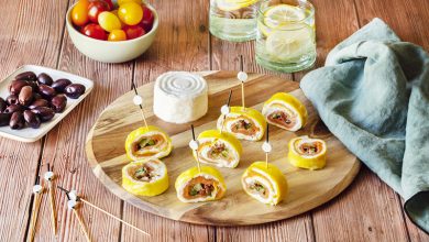 Mini wraps d’omelette chèvre doux et frais