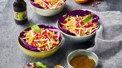 Salade de carottes, vinaigrette à l’orange à la sauce soja