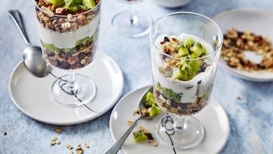 Verrine fromage blanc, kiwi granola maison