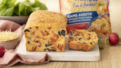 Cake tomates, olives Emmental râpé Entremont