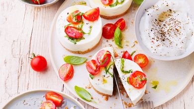 Cheesecakes sans cuisson Rocamadour et basilic