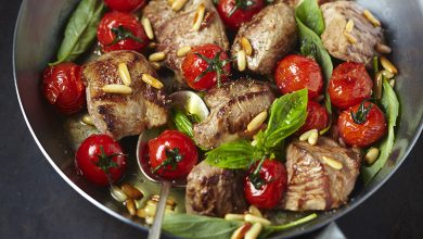 Poêlée d’agneau tomates cerise et basilic