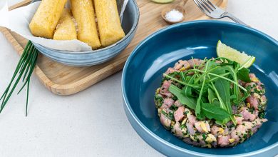 Tartare de veau aux olives, frites de panisse