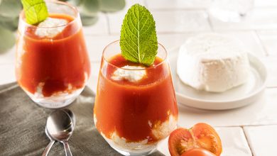 Gaspacho de tomates quenelle au Chèvre Frais Petit Billy