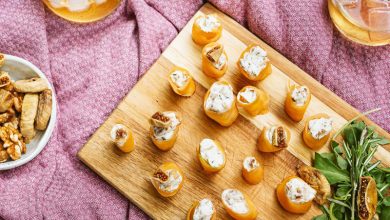 Cannellonis melon, fromage frais, figues et noix