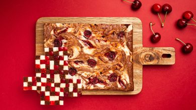 Cheesecake brownie marbré cerises