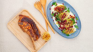 Ribs de veau, sucrine grillée, sauce yaourt