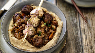 Brochettes de chevreau aux châtaignes